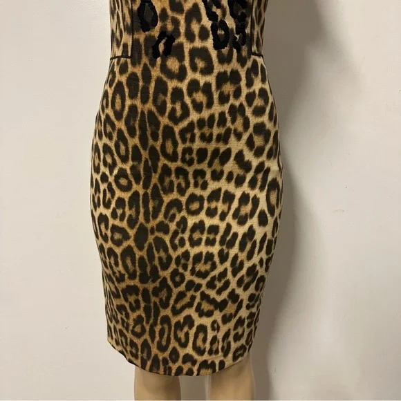 Blumarine Leopard Animal Print Midi Pencil Wool Dress Size Italy 42 US 6 - Picture 6 of 11